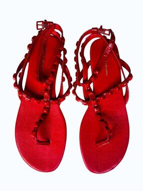 BCBGeneration Red Studded Gladiator T-Strap Sandals Brand New 6.5